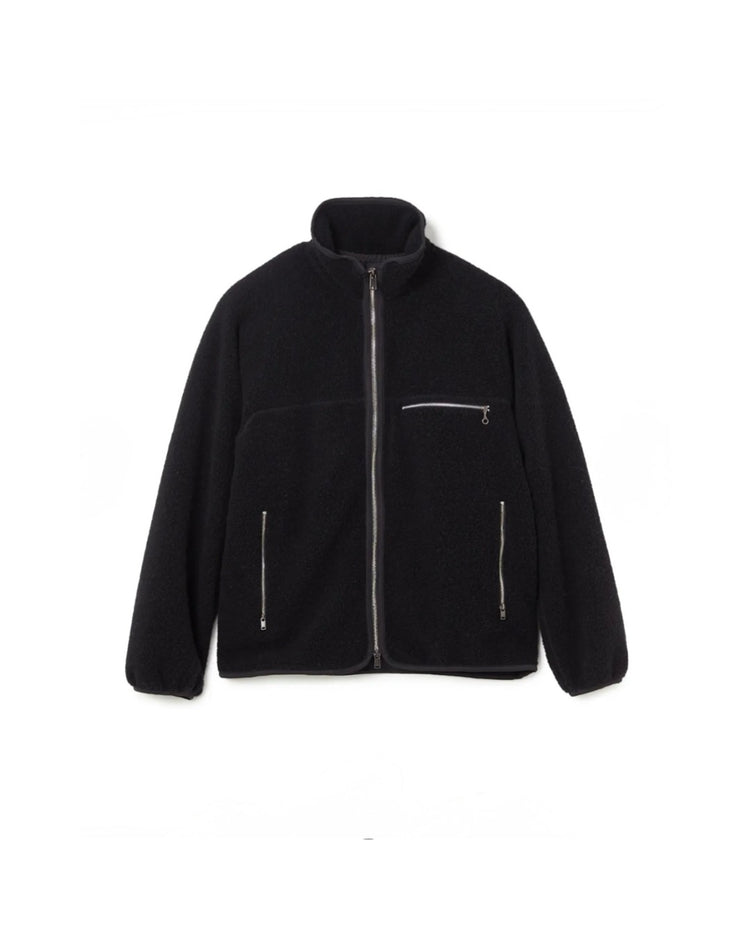 nonnative / HIKER FULL ZIP BROUSON WOOL POLY NYLON PILE / BLACK / NN-J4916