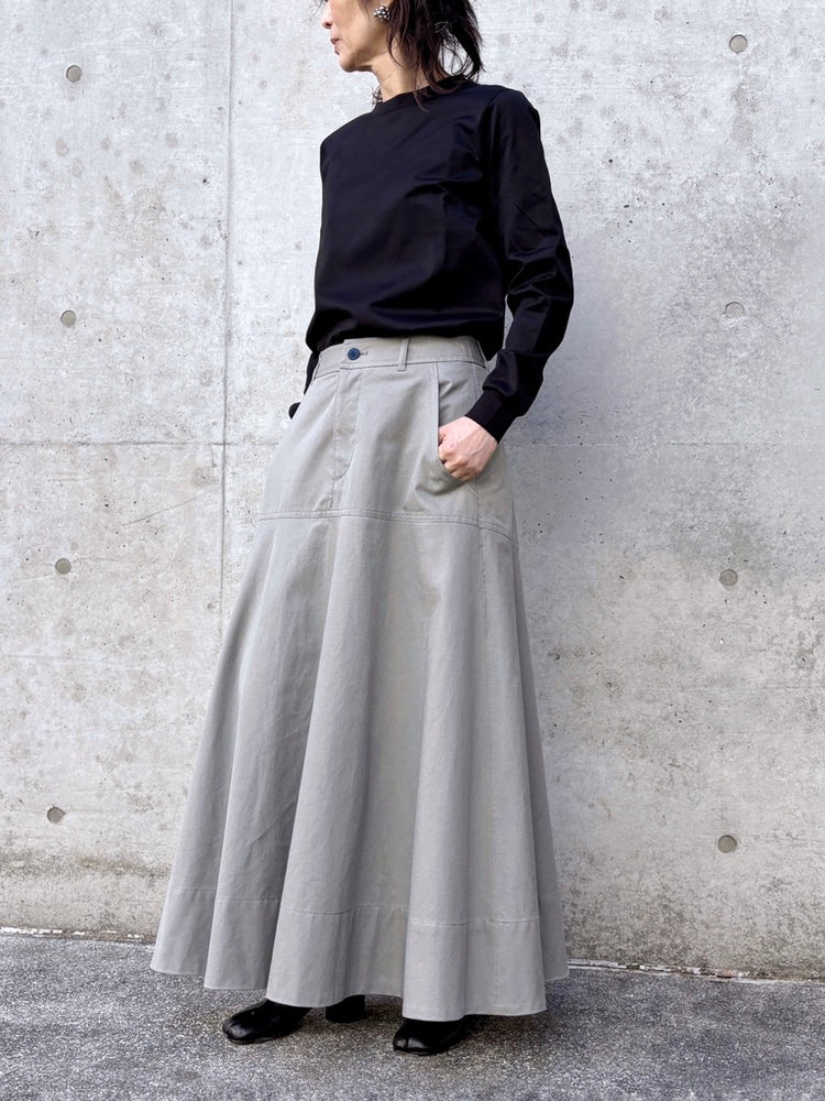 GALERIE VIE / ノンマーセライズドコットン フレアスカート / GRAY / 23056105007