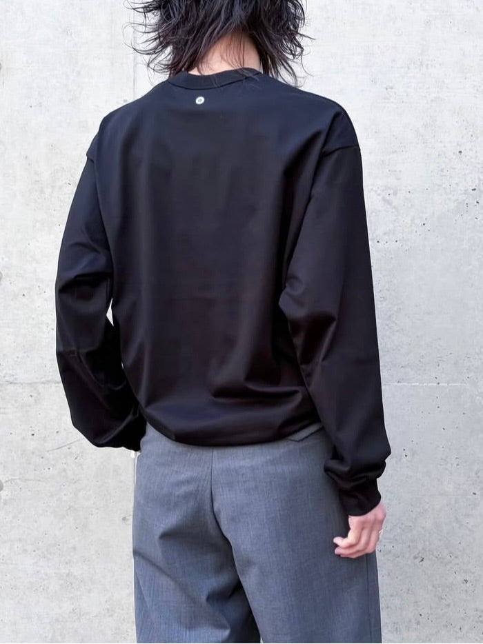 CINOH / DRAWSTRING LONG TEE / BLACK / E-40-038