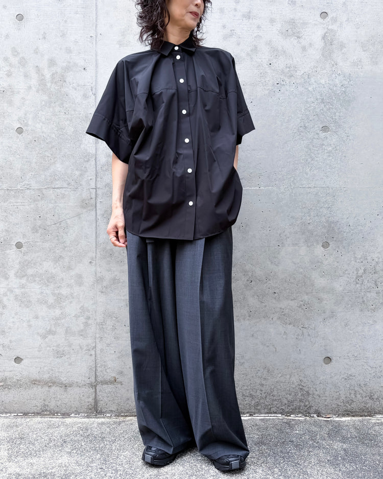någonstans / drape shirt / black / 470JS430-1121