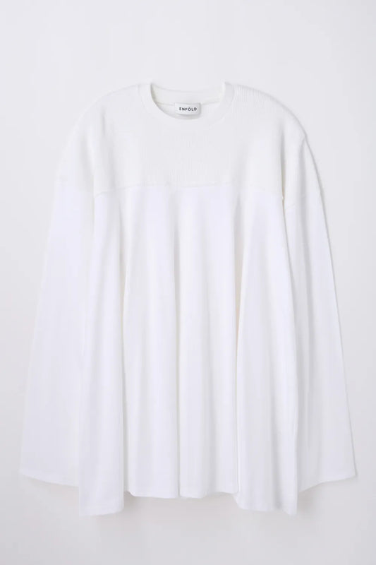 ENFÖLD / MIX-FABRIC LONG-SLEEVES T-SHIRT / White / 300JA480-2001