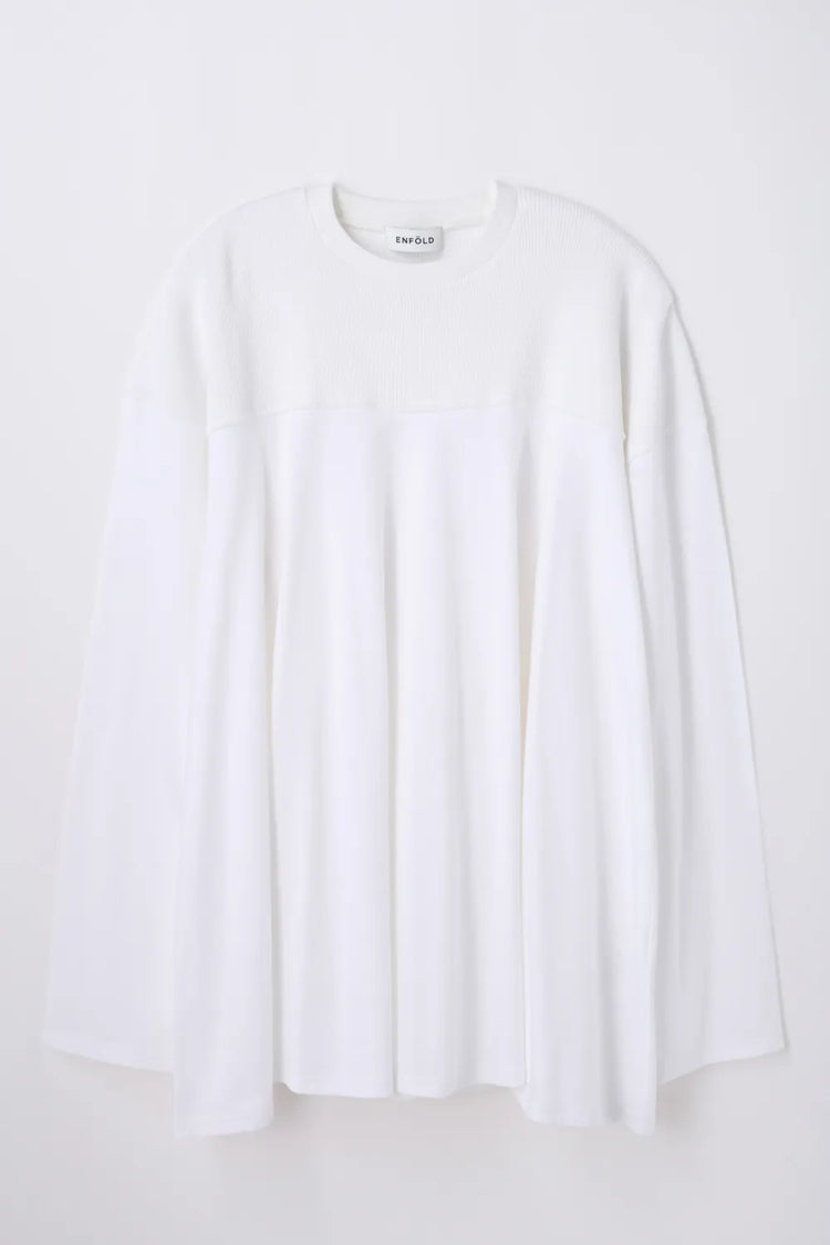 ENFÖLD / MIX-FABRIC LONG-SLEEVES T-SHIRT / White / 300JA480-2001