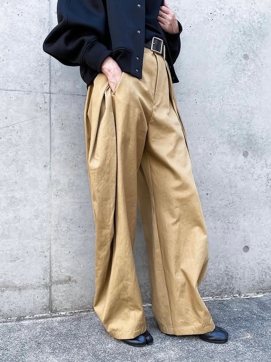 ASTRAET / コットン ギャバ 2タック テーパードパンツ / BEIGE / 5414-236-0466