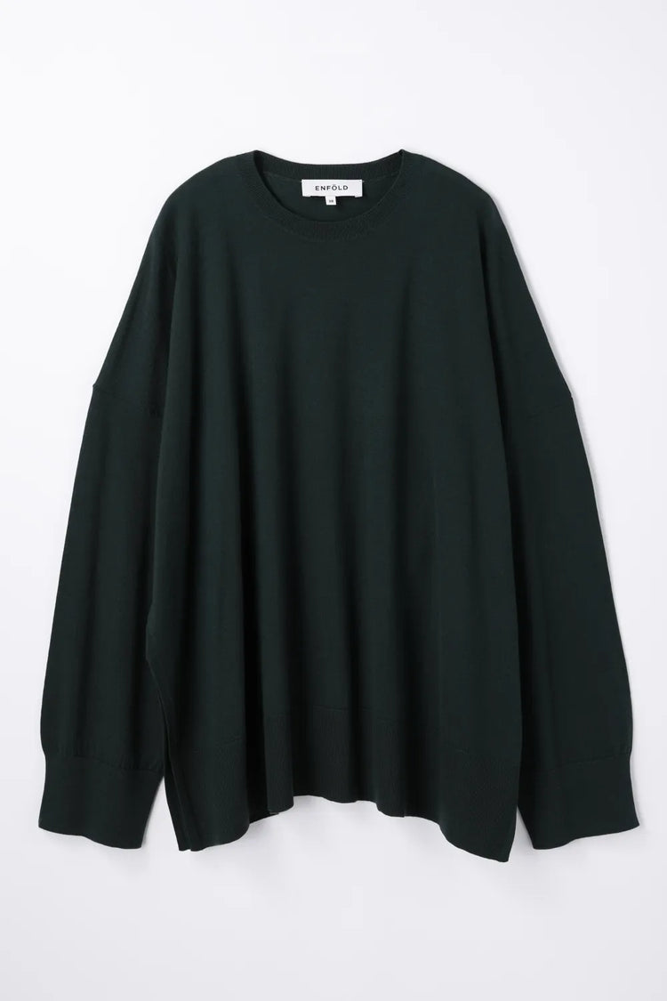 ENFÖLD / BOX WIDE PULLOVER / Dark Green / 300JA270-0211