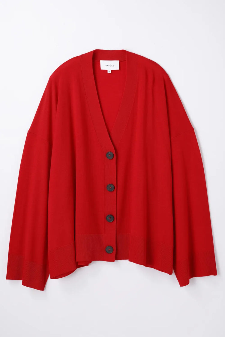 ENFÖLD / V-NECK BOX CARDIGAN / Red / 300JA270-0421