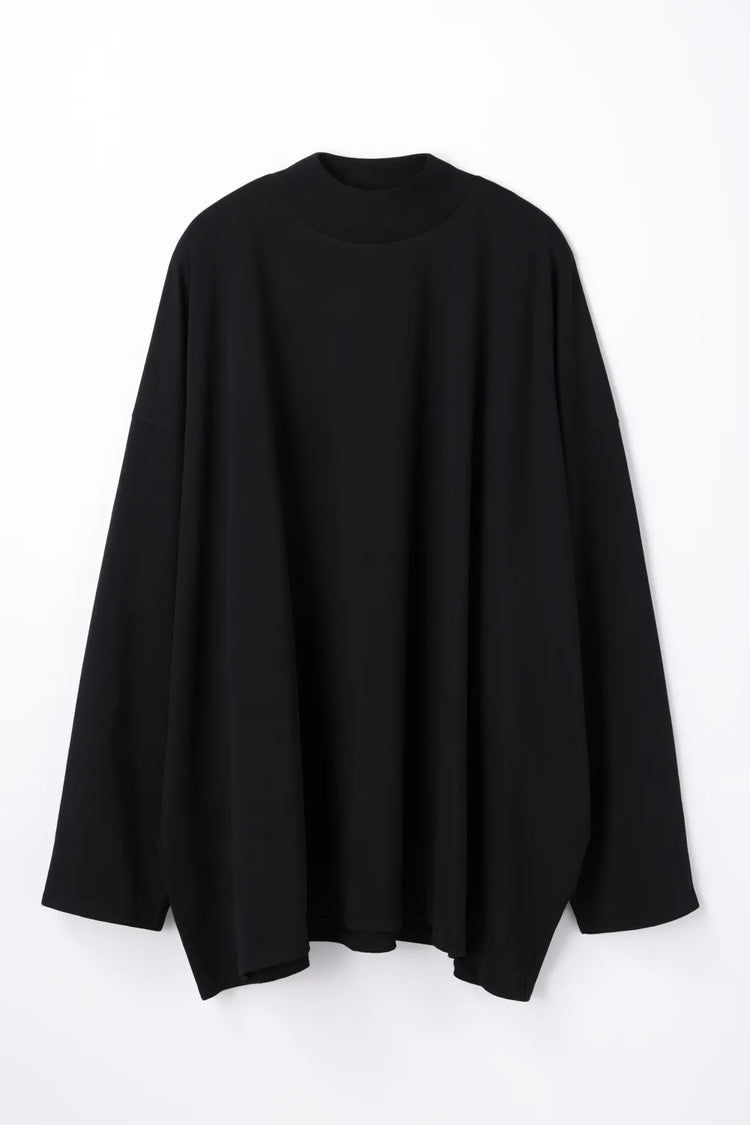 ENFÖLD / HIGH-NECK BOX LONG-SLEEVE T-SHIRT / BLACK / 300JA280-0431