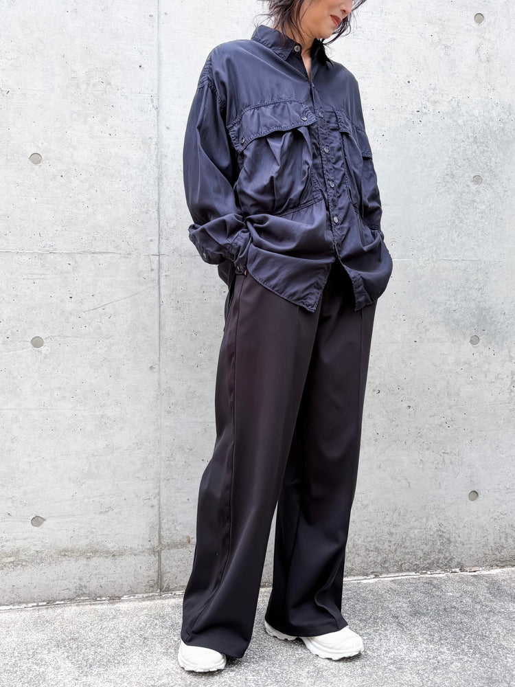 KATHARINE HAMNETT / PARACHUTE LONG TAIL SHIRT / BLACK / TKH-S90