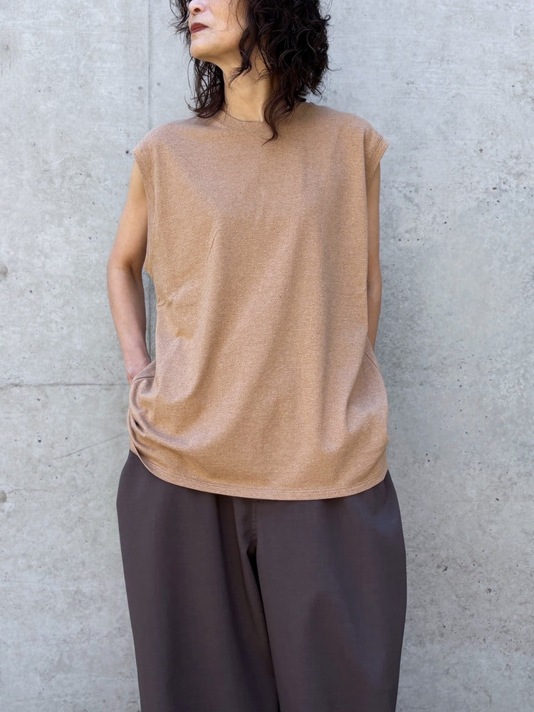 INSCRIRE / Raffi Gauze Sleeveless Teet / PINK BROWN / I26SSCUT11