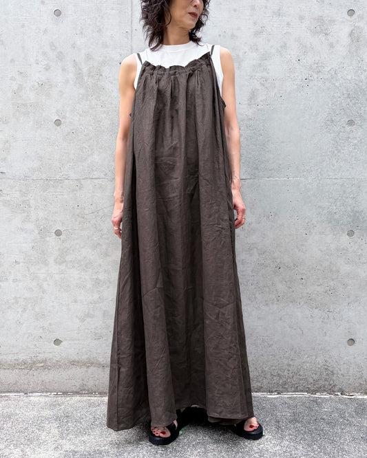 WALANCE / natural dye linen camisole dress / BLACK / 3261-10145