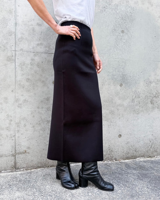 AURALEE / DOUBLE FACED SILK COTTON KNIT SKIRT / BLACK / A26SS02WF