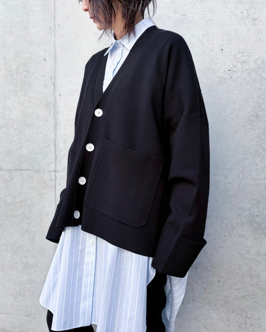 ENFÖLD / BOX WIDE-CARDIGAN / Black / 300JS170-0951