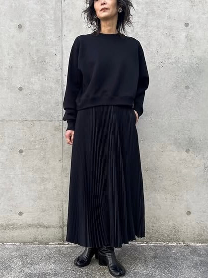 HYKE / TAFFETA PLEATED SKIRT / BLACK / 14164