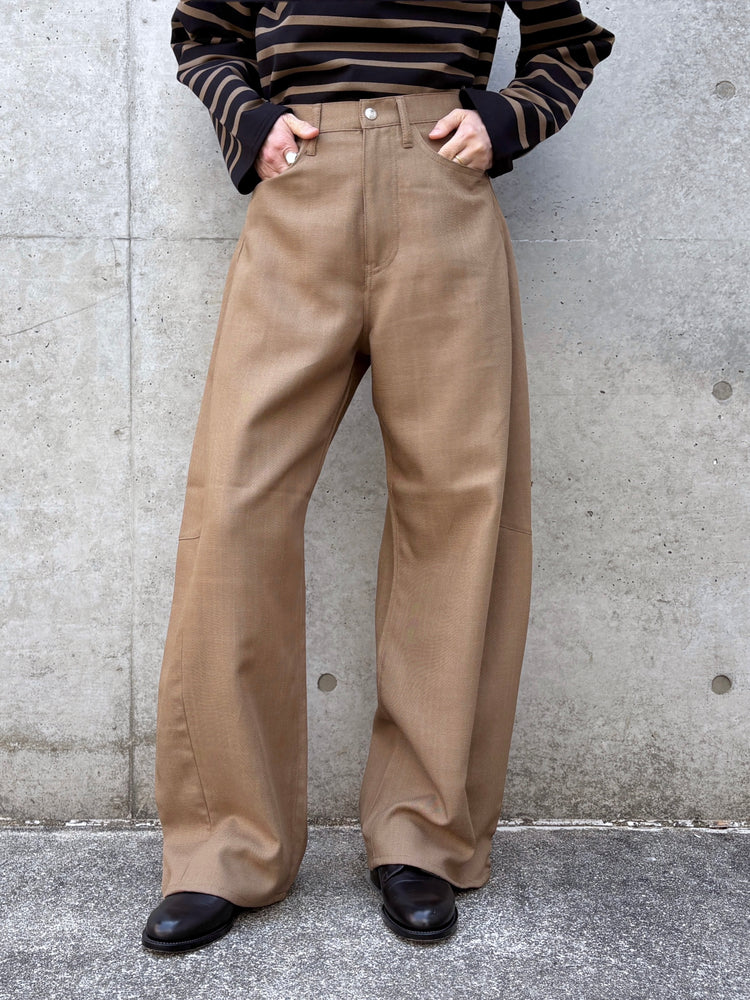 HYKE / OXFORD BARREL LEG JEANS / BEIGE / 13387