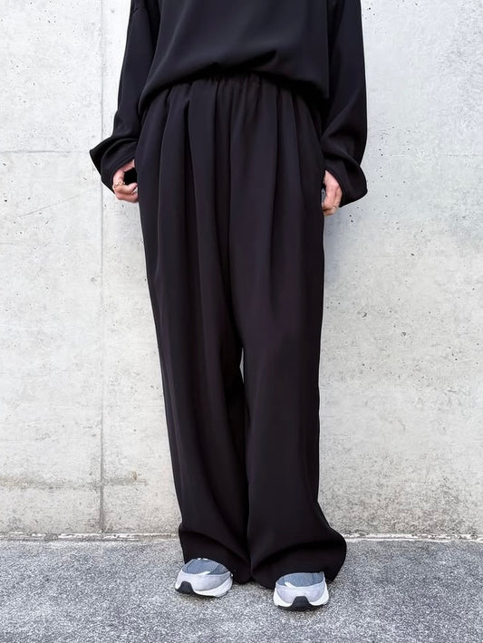 ENFÖLD / TAPERED WIDE PANTS / BLACK / 300JS231-0111