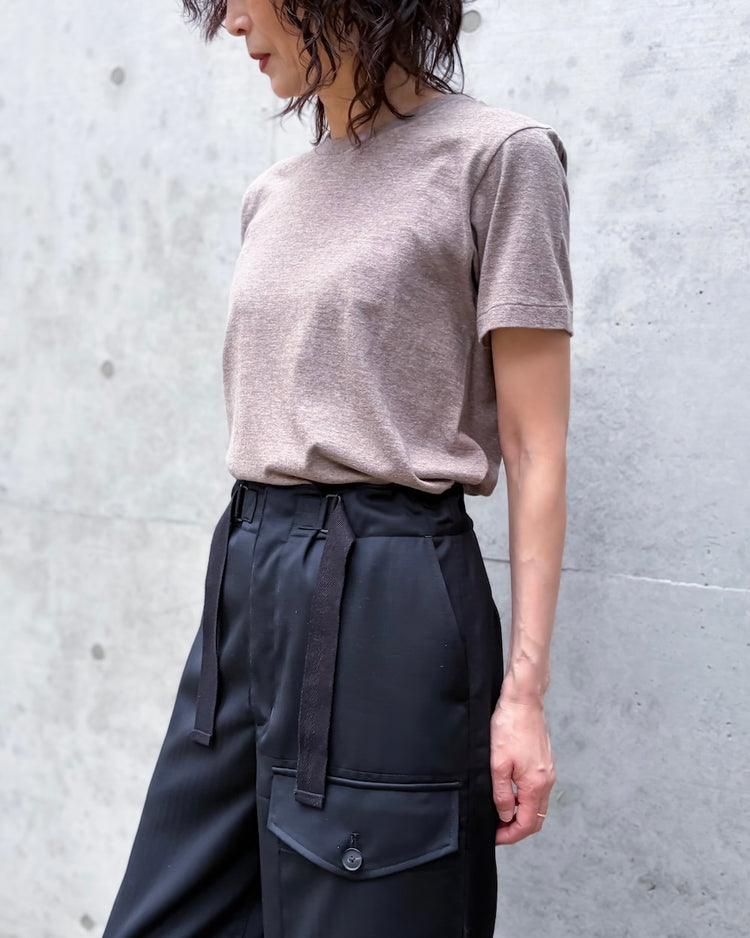 AURALEE / SEAMLESS CREW NECK TEE / TOP BROWN / A00T04ST