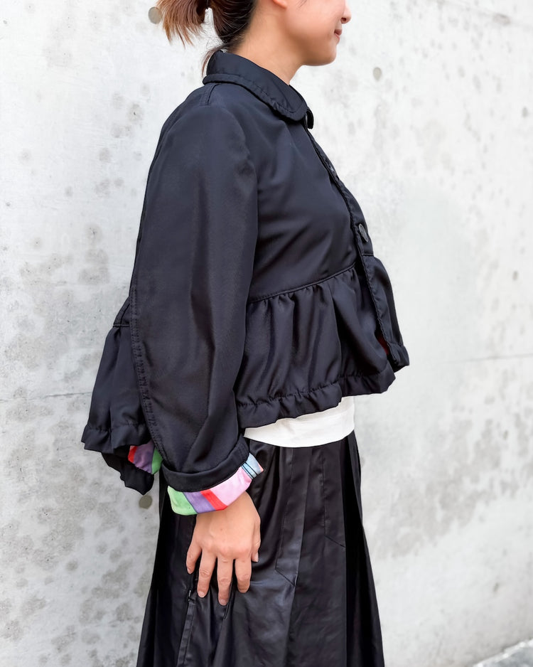 tao / エステルツイル丸襟JK / BLACK / TR-J101 -010
