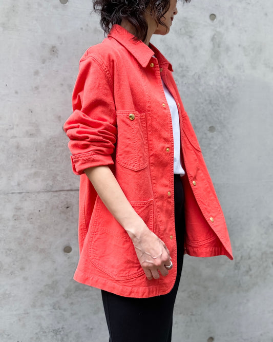 AURALEE / WOOL COTTON LINEN OX WORK JACKET / RED ORANGE / A26SB02DO