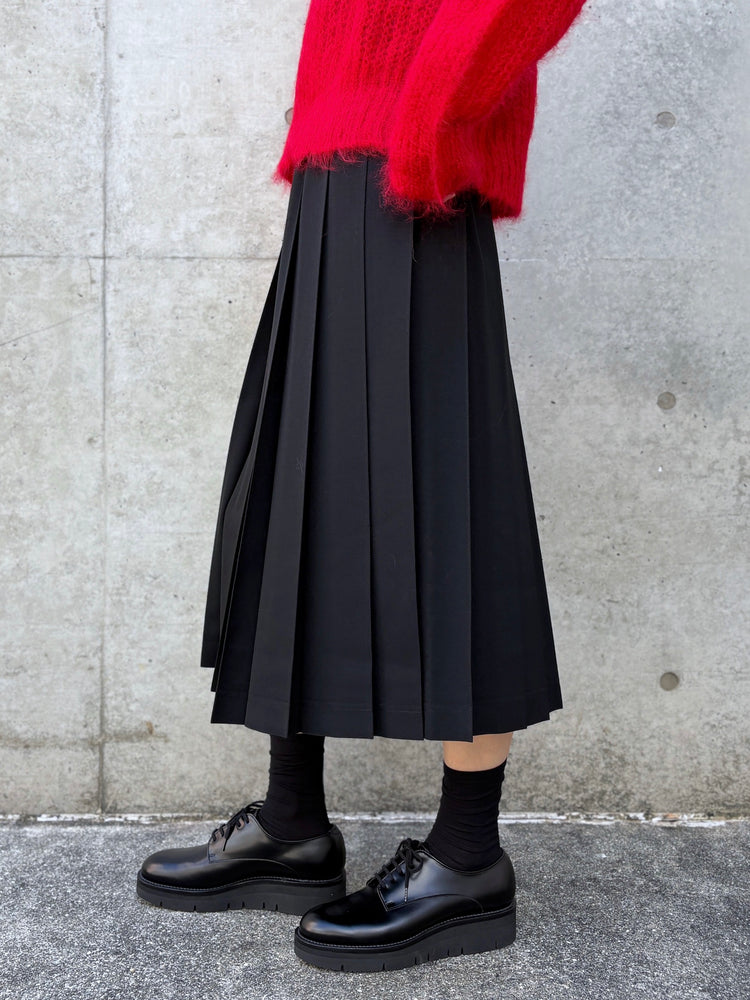 tao / ウールギャバ後染プリーツスカート / BLACK / TC-S101-051