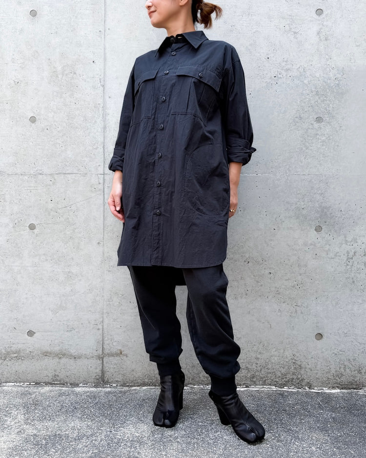 KATHARINE HAMNETT / LONGLENGTH WASHIED OUT SHIRT / NAVY  / 26A-TKH-11