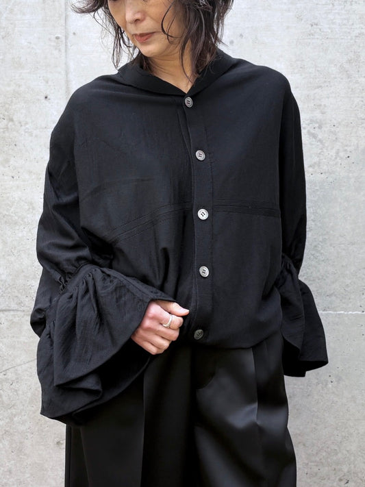 JUNYA WATANABE / アームドレープデザイン ロングカーディガン / BLACK / JQ-N007