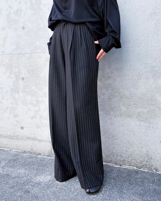 JUNYA WATANABE / ウールエステルストライプワイドパンツ / BLACK×WHITE / JR-P040ー