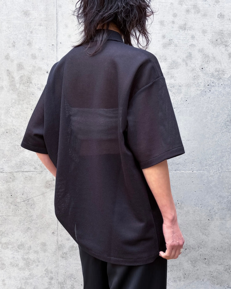 08sircus / Sheer waffle over shirts / Black / S26SS-CS06