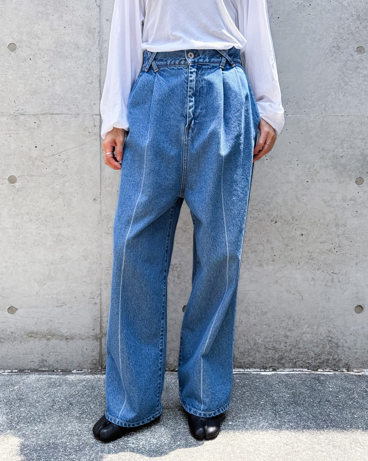 CINOH / 2-TUCK DENIM TROUSERS / M.BLUE / E60-008