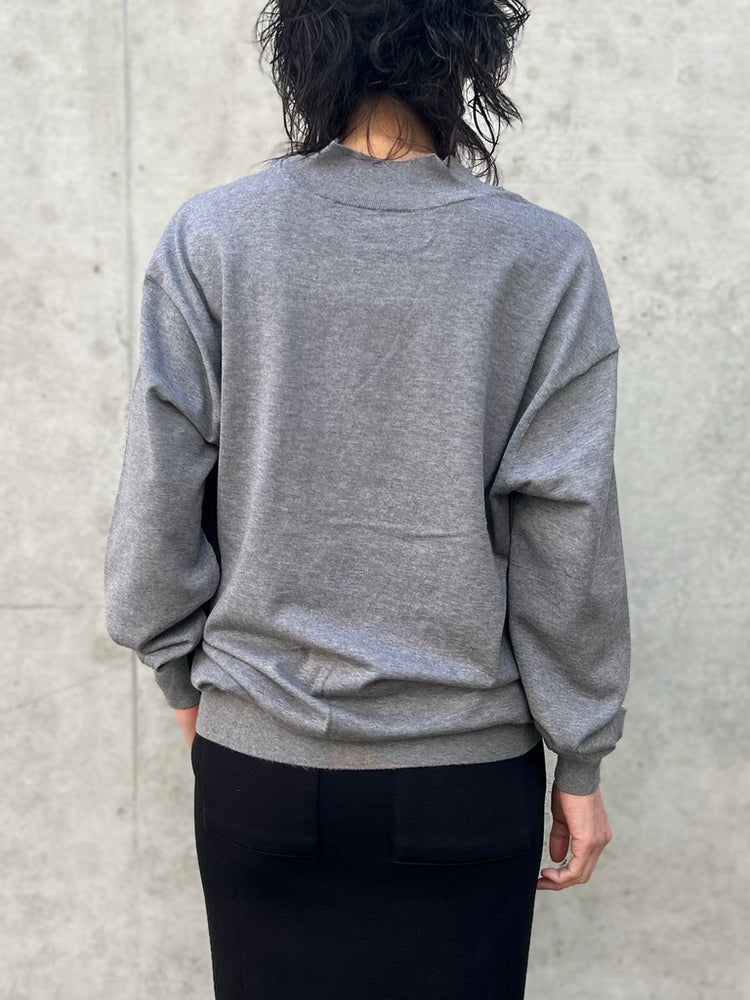 INSCRIRE / Cotton 16g v neck pull over / GREY×BLACK / I26SS-K9