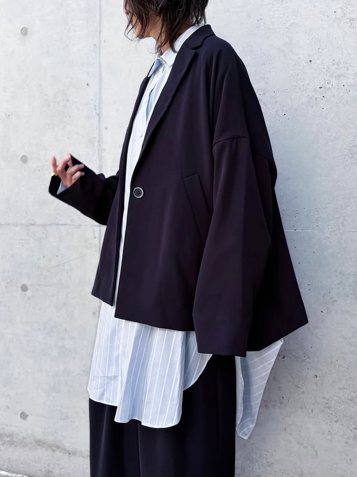 ENFÖLD / WIDE BOX TAILORED-JACKET  / D.NAVY / 300JS230-0071