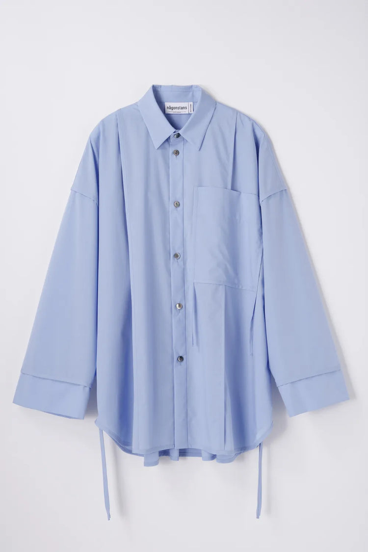 någonstans / piping wide shirt / water / 470JA430-0401