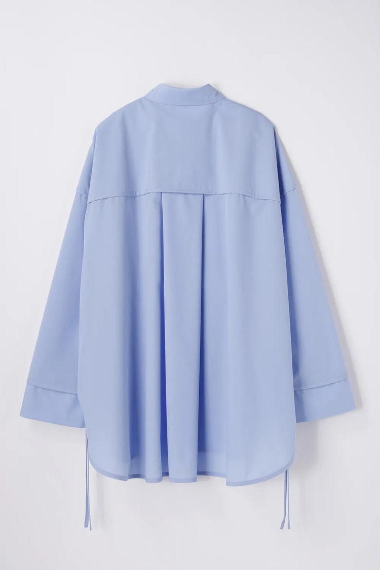 någonstans / piping wide shirt / water / 470JA430-0401