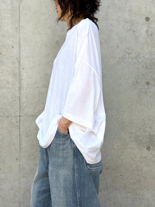 INSCRIRE / Cotton Silk Over Size T-Shirt / WHITE / I26SSBC3A