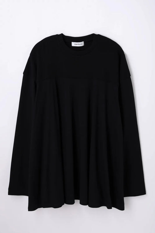 ENFÖLD / MIX-FABRIC LONG-SLEEVES T-SHIRT / Black / 300JA480-2001