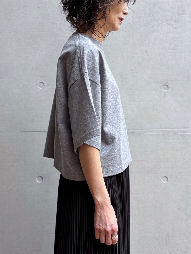 HYKE / CROPPED SHORT-SLV TEE BIG FIT / T.GRAY / 12438