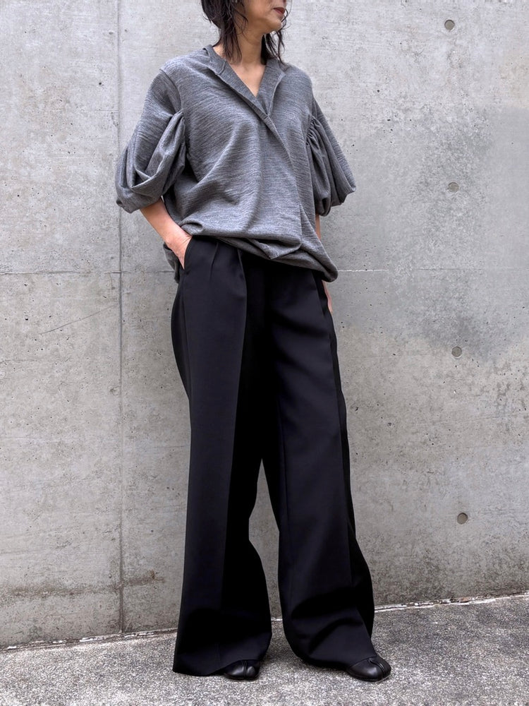 JUNYA WATANABE / アームドレープデザイン Vネックニット / TOP GRAY / JQ-N006