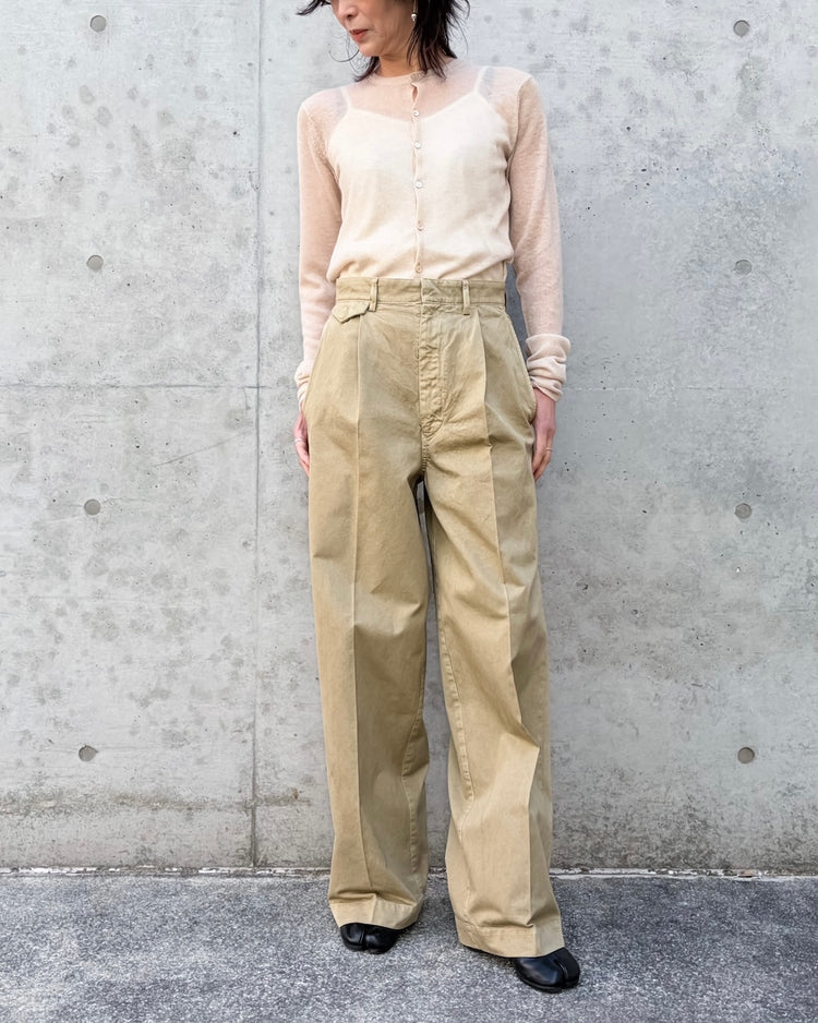 AURALEE / GARMENT-DYED FINX LIGHT CHINO ONE-TUCK WIDE PANTS / BEIGE / A26SP05LF