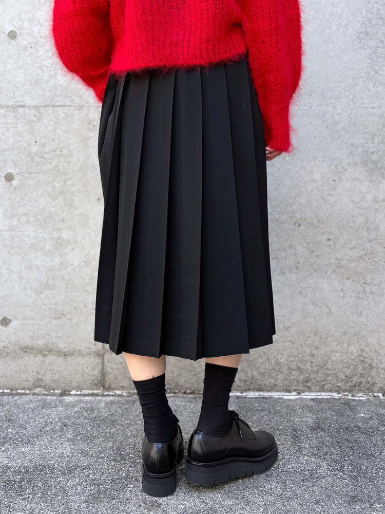 tao / ウールギャバ後染プリーツスカート / BLACK / TC-S101-051