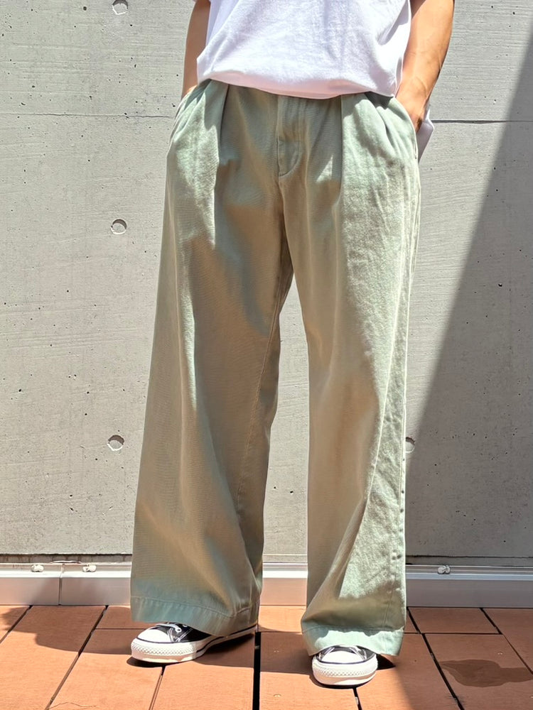 DAIRIKU / "Wide" Two Tuck Chino Pants / Mint Green / 26AW-CP04