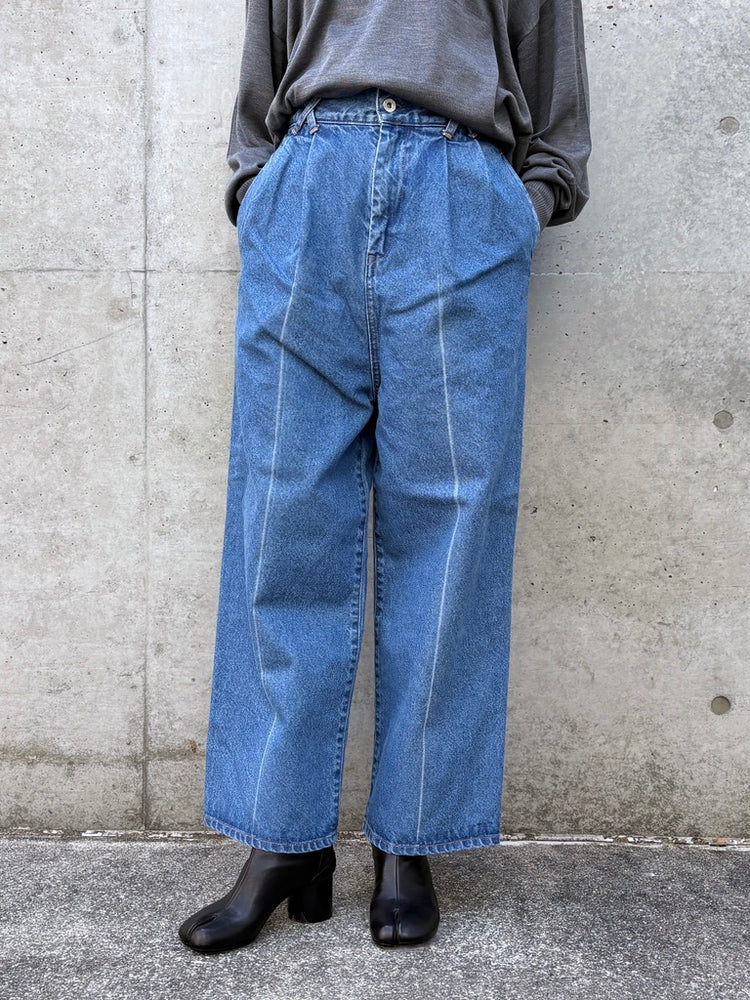 CINOH / 2-TUCK DENIM TROUSERS / M.BLUE / E60-008