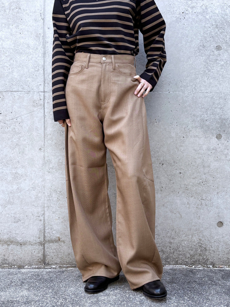 HYKE / OXFORD BARREL LEG JEANS / BEIGE / 13387
