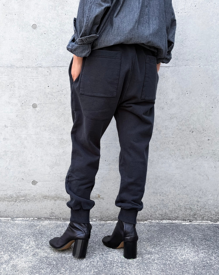 KATHARINE HAMNETT / FRENCHTERRY GIM PANTS/ BLACK / TKH-SWP-01