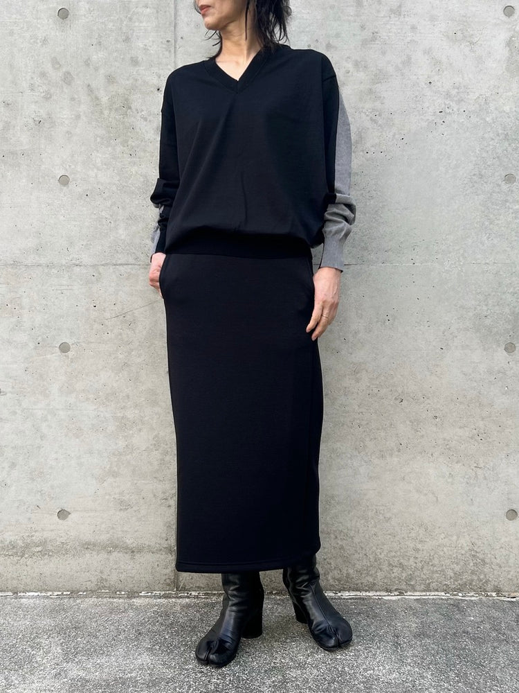 INSCRIRE / Cotton 16g v neck pull over / GREY×BLACK / I26SS-K9