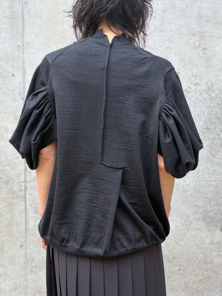 JUNYA WATANABE / アームドレープデザイン Vネックニット / BLACK / JQ-N006