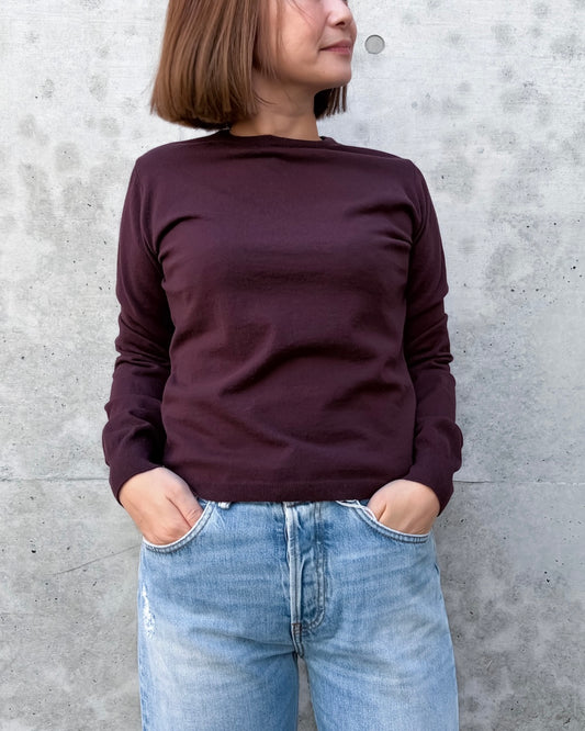 AURALEE / HIGH TWIST WOOL KNIT CREW-NECK P/O / RED BROWN / A26AP03CK /
