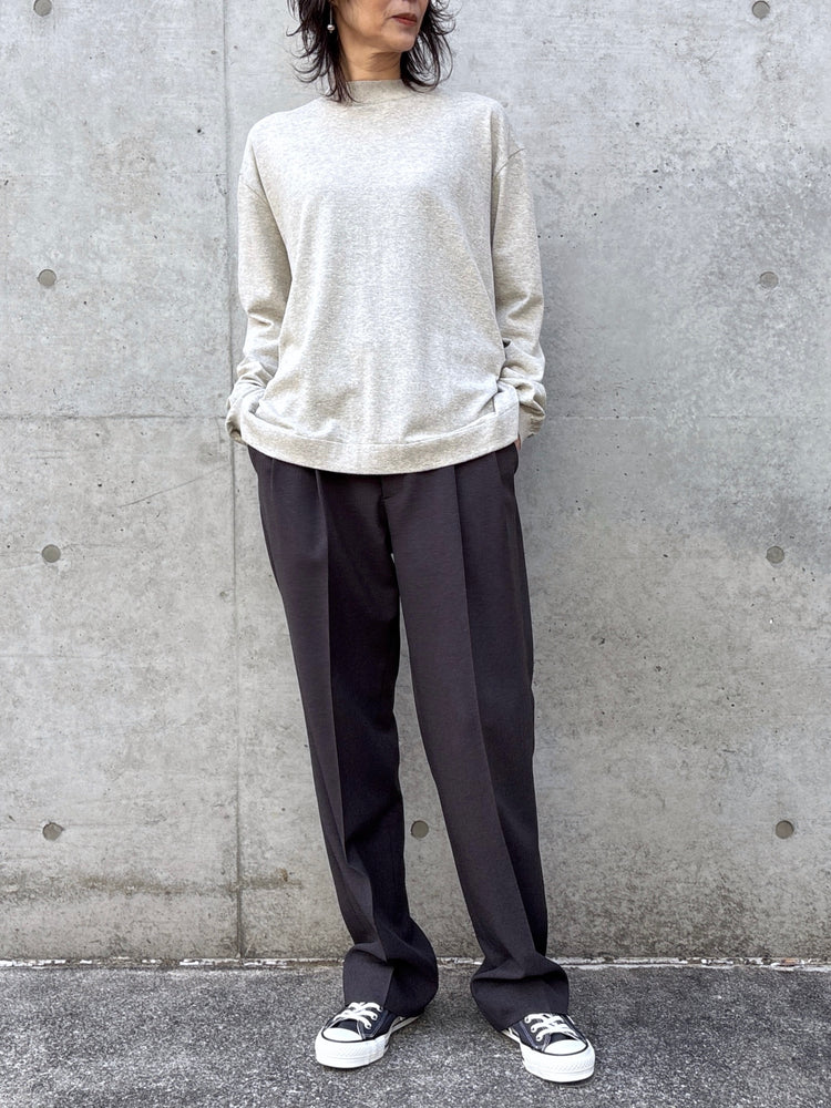 MEYAME / COTTON KNIT LONG SLEEVE TEE / HEATHER GRAY / MEY-2304