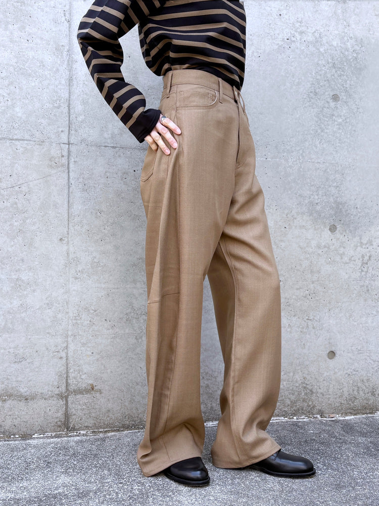 HYKE / OXFORD BARREL LEG JEANS / BEIGE / 13387
