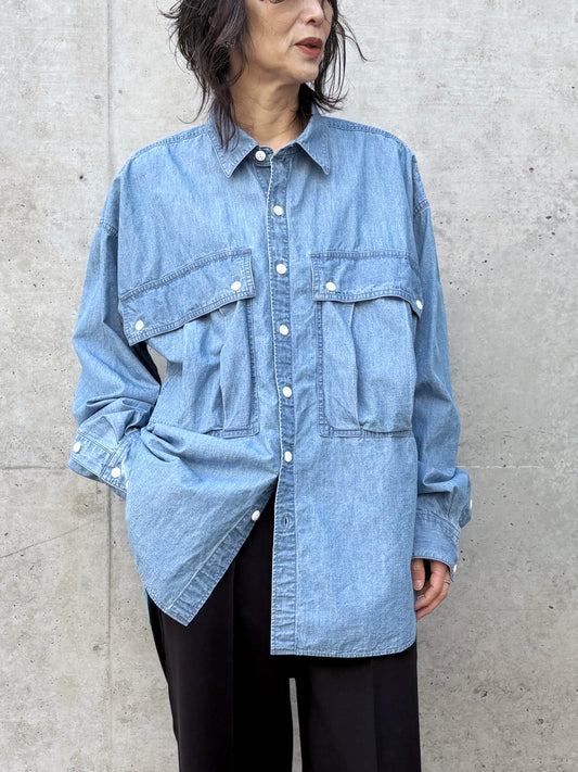 KATHARINE HAMNETT / DENIM PARACHUTE SHIRT / L.BLUE  / TKH-S90D