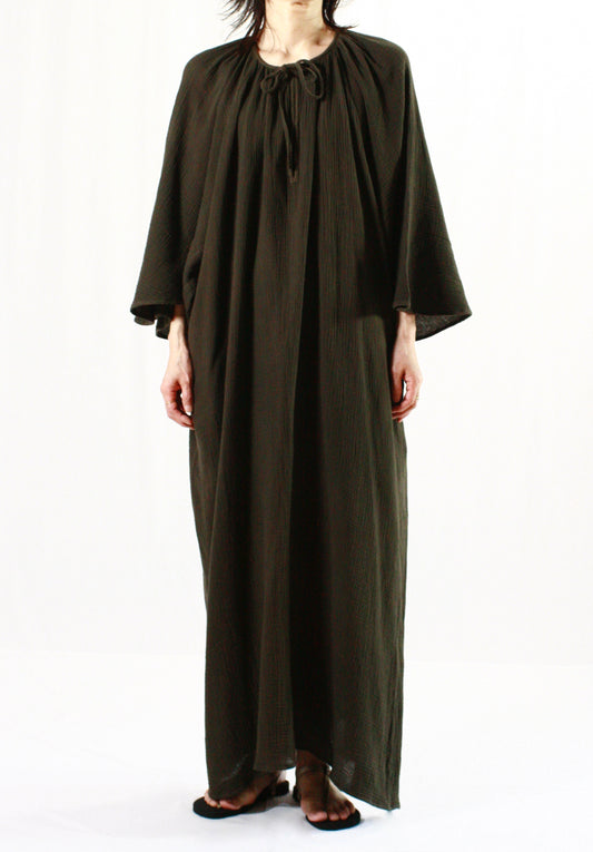 WALANCE / cotton gauze wide sleeve dress・BLACK・3241-104
