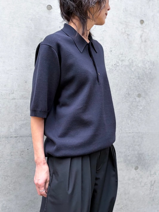 BOWTE /  EXTRA FINE WORSTED POLO COLLAR DOUBLE KNIT / DK.NAVY / 261-03-0002