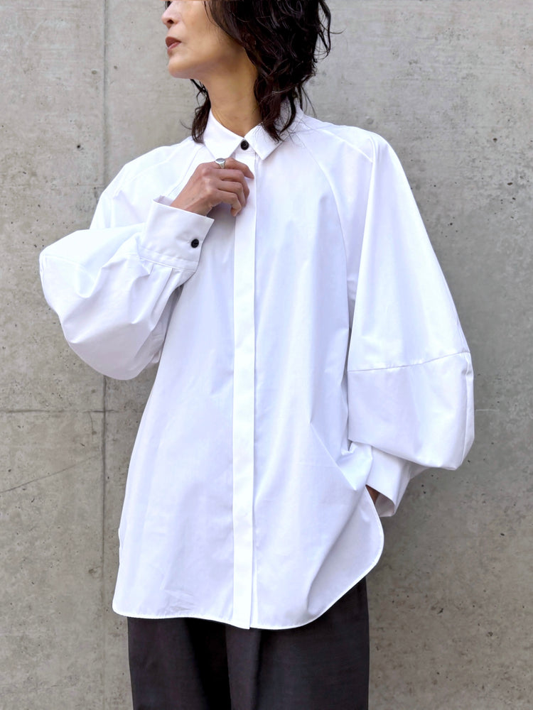 ENFÖLD / CIRCLE DORAPE SHIRT / WHITE / 300JS430-1061